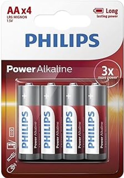 Philips Power Alkaline AA Batterij Pack van 4