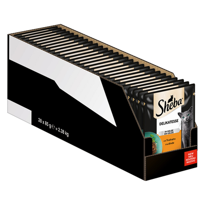 56 x 85 g Megapack Sheba varianten Maaltijdzakjes delicatesse in gelei met kalkoen nat kattenvoer - natvoer katten