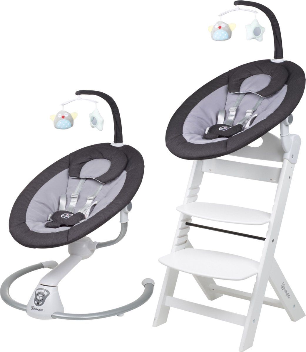 Babygo Homey Set Black/White Babyschommel en Kinderstoel 19014