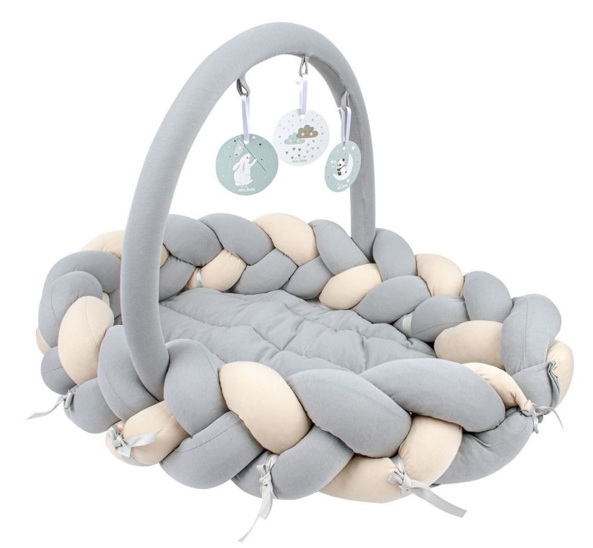 Sevibaby Grijs 3-in-1 Braided Bedbumper en Babynest 521-13