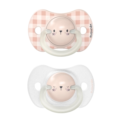 Suavinex Night & Day Reversible Duo Rabbit Pink 2 stuks 0-6m Silicone Fopspenen SXSNP1082785