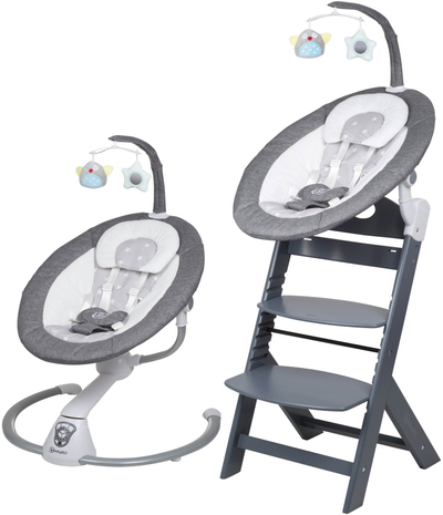Babygo Homey Light Grey Babyschommel en Kinderstoel Set 19022