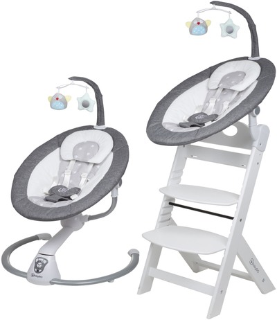 Babygo Homey Light Grey/White Babyschommel en Kinderstoel Set 19024