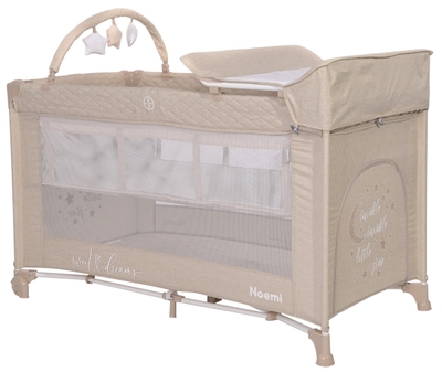 Lorelli Noemi Plus Fog Beige Star Campingbed Met Bodemverhoger 1008056-2217