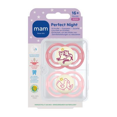 MAM Perfect Night Fopspeen Siliconen 16+ Maanden Planet Love Pink | 2 stuks