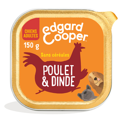 22x 150g Edgard & Cooper Hond Adult graanvrij natvoer met kip en kalkoen - natvoer honden