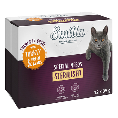 Smilla Sterilised Hapjes met Groenten  12 x 85 g - met kalkoen en sperziebonen - natvoer katten