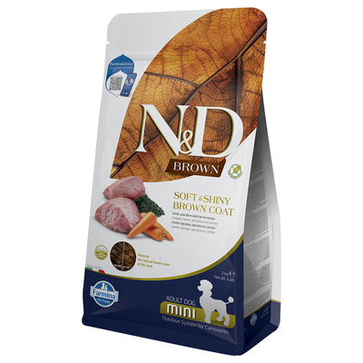 3x2kg N&D Dog Brown Adult Mini lam. wortel en spirulina droog hondenvoer - hondenbrokken