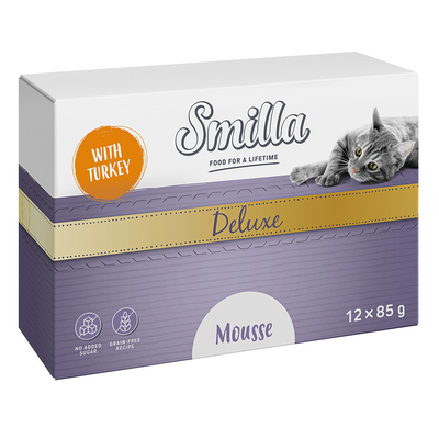 12x85g Smilla Deluxe Mousse met Kalkoen en Basilicum - natvoer katten