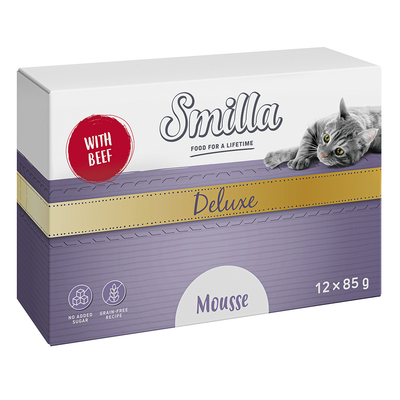 12x85g Smilla Deluxe Mousse met Rund en Tijm - natvoer katten