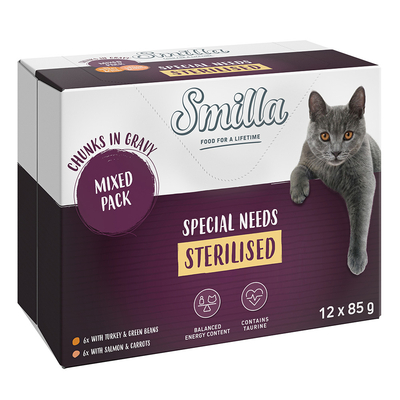 Smilla Sterilised Hapjes met Groenten  12 x 85 g - Mixpakket - natvoer katten