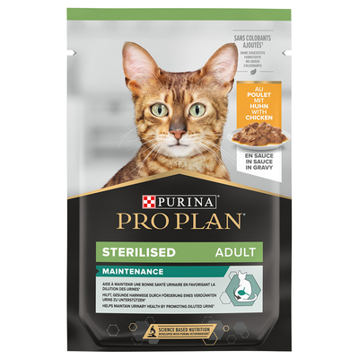 Purina Pro Plan Sterilised Adult Maintenance Kattenvoer - Dubbelpak: Sterilised Kip (12 x 85 g) - natvoer katten
