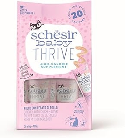 Schesir, Aanvullende voeding voor kittens Baby Thrive kip 40 zakjes à 8 g - kattenbrokken