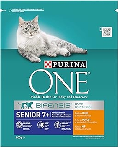 Purina ONE BIFENSIS Senior 7+ rijk aan kip en volkoren granen 6 x 800 gr - kattenbrokken