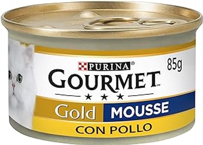 Purina Gourmet Gold Kattenvoeding, mousse met kip, verpakking van 24 blikjes van elk 85 g - natvoer katten