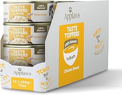 Applaws Natvoer voor honden, 100% natuurlijk, kippenborst in bouillon voor volwassen honden, verpakking met 12 blikjes van 156 g - natvoer honden