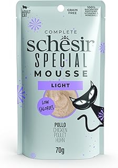 Schesir, Complete natvoer van Mousse Special Light buste 12 à 70 g - kattenbrokken