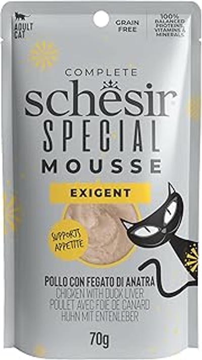 Schesir, Compleet voer voor veeleisende katten Special Exigent borst 12 x 70 g - kattenbrokken
