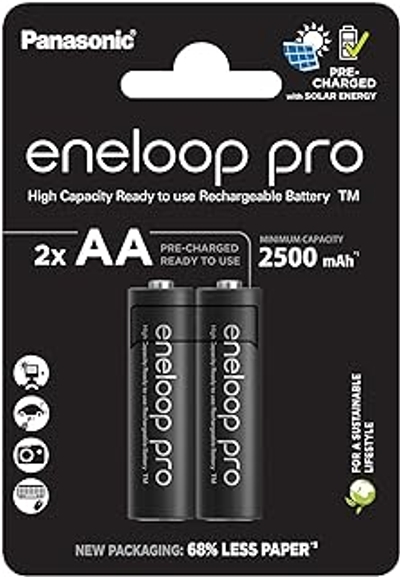 Panasonic BK-3HCDE/2BE eneloop pro Ready-to-Use Ni-MH batterijen, AA - 2 stuks