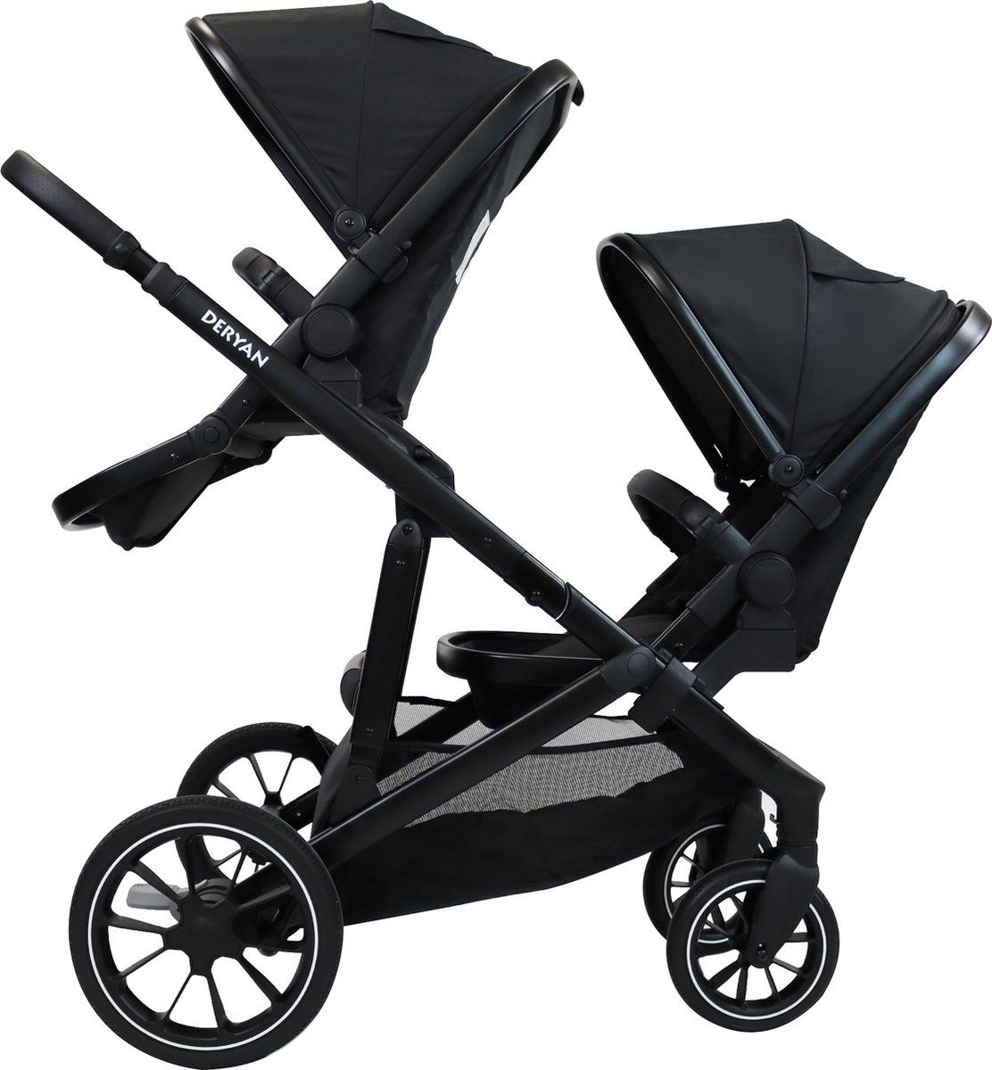 Deryan Evy V2 Kinderwagen - Duo Kinderwagen - Uitbreidbaar - Inclusief extra zitje - Zwart