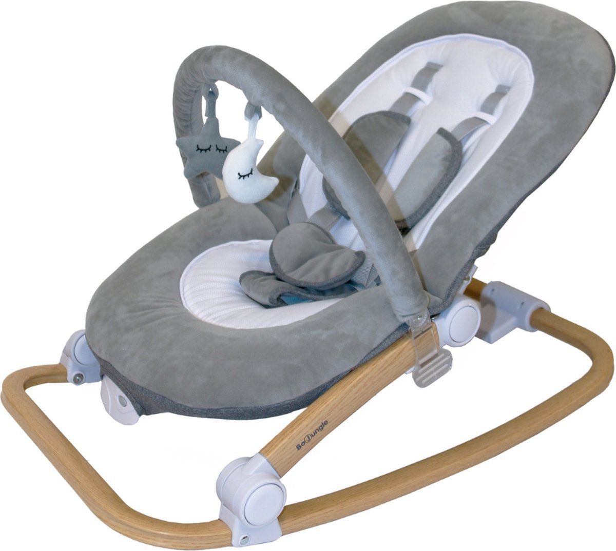 Bo Jungle - Schommelstoel en zitje in 1 - Wipstoel - Bouncer - Baby tot kleuter - Max. 18 kg - Muziek en vibratie functies - Rocker Pure White