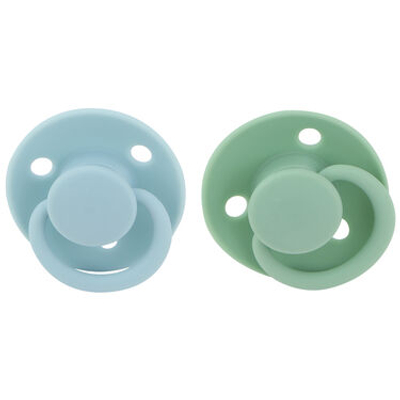 Nûby - Ronde kersvormige fopspeen met nopjes - 2st - Lichtblauw/Groen - 6-36 maanden