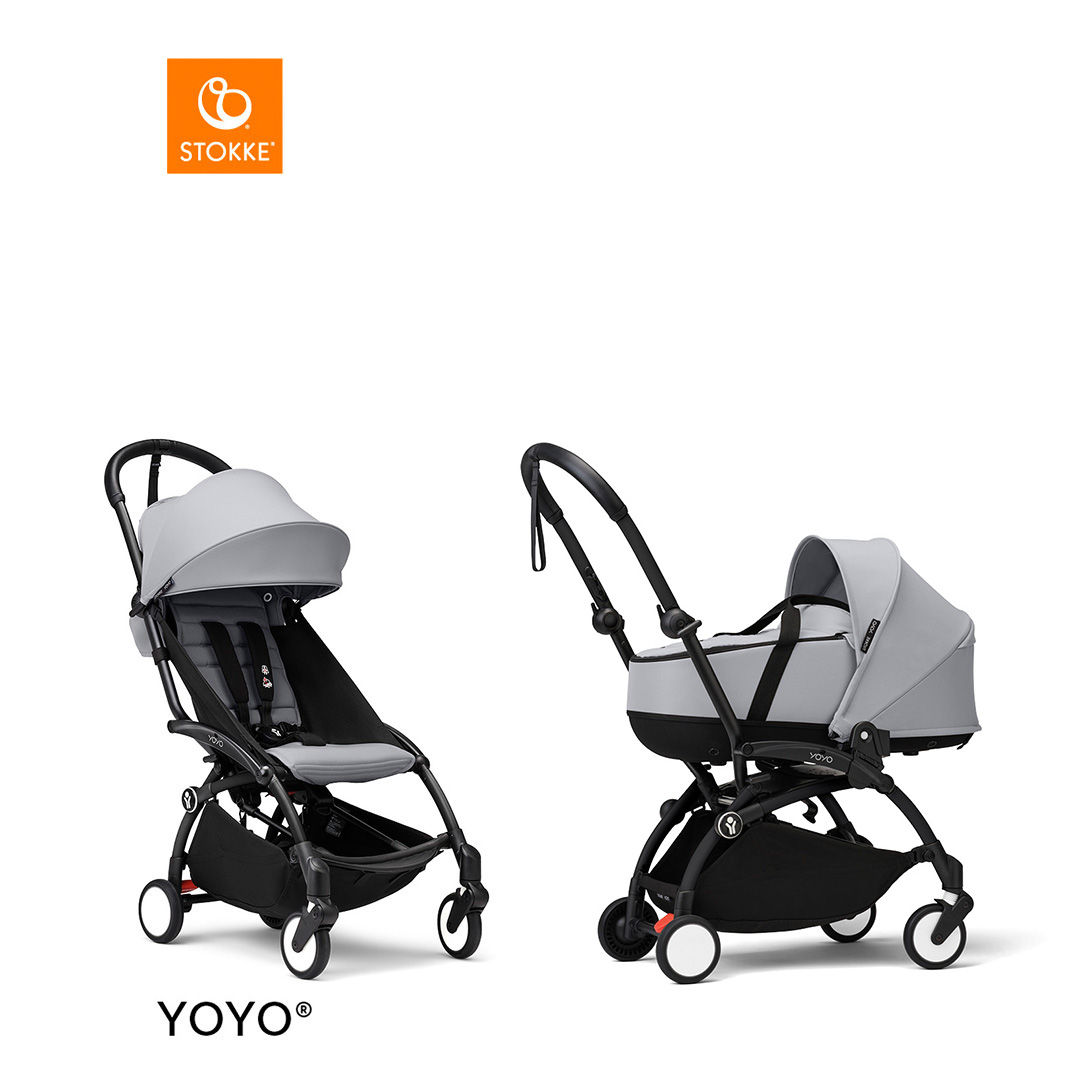 Stokke&reg; YOYO3 Complete Kinderwagen Met Reiswieg - Black Frame - Stone