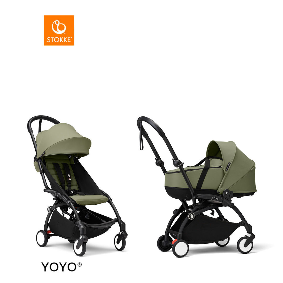 Stokke&reg; YOYO3 Complete Kinderwagen Met Reiswieg - Black Frame - Olive