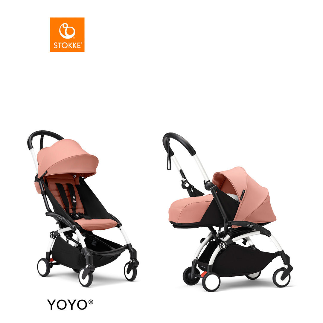 Stokke&reg; YOYO3 Complete Kinderwagen Met 0+ Newborn Pack - White Frame - Ginger