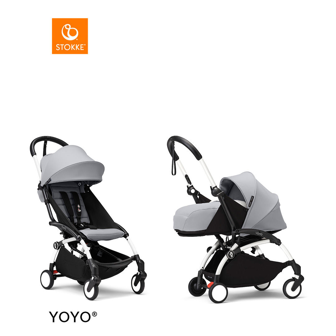 Stokke&reg; YOYO3 Complete Kinderwagen Met 0+ Newborn Pack - White Frame - Stone