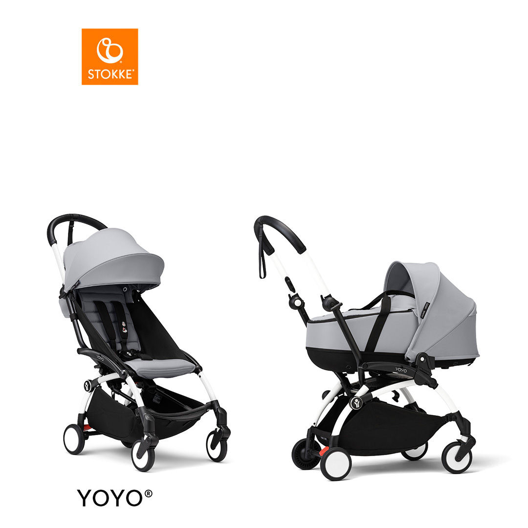 Stokke&reg; YOYO3 Complete Kinderwagen Met Reiswieg - White Frame - Stone