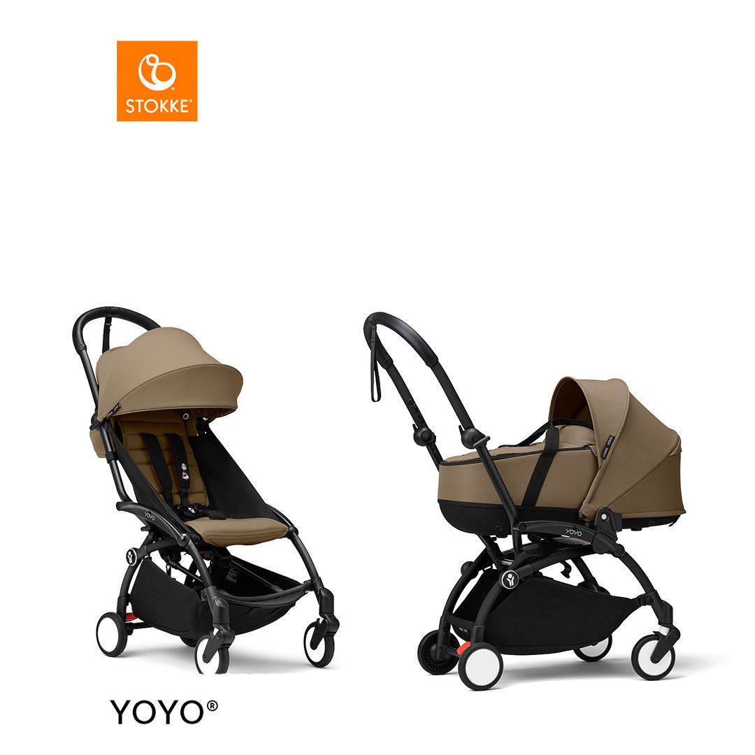 Stokke&reg; YOYO3 Complete Kinderwagen Met Reiswieg - Black Frame - Toffee