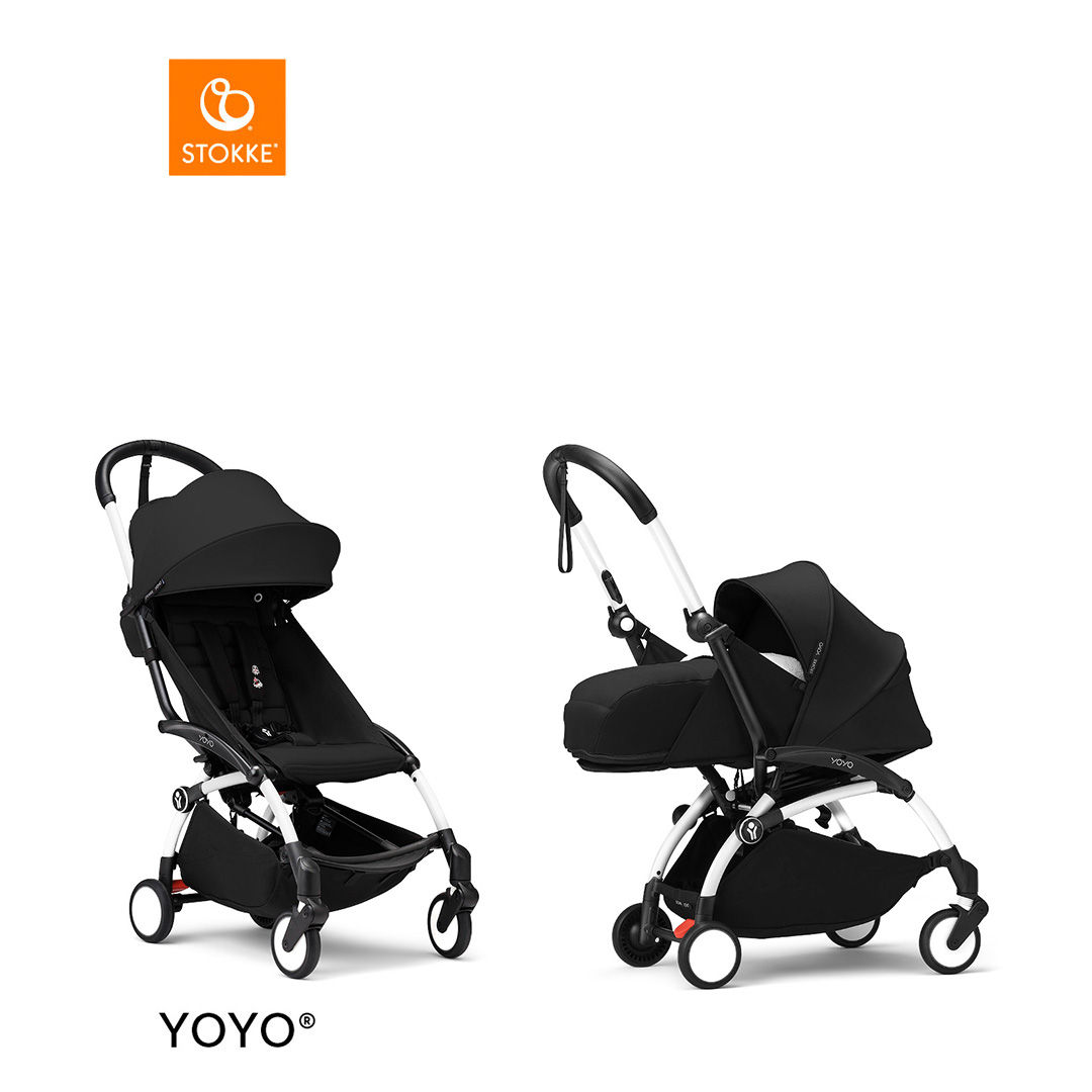 Stokke&reg; YOYO3 Complete Kinderwagen Met 0+ Newborn Pack - White Frame - Black