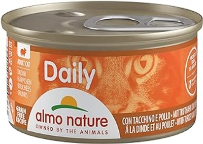 Almo Nature almo nature Daily - Complete voeding voor volwassen katten - kalkoen en kip. 24 blikjes à 85 g. - natvoer katten