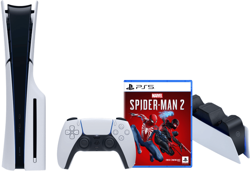 PlayStation 5 Slim Disc Edition + Spider-Man 2 + Oplaadstation