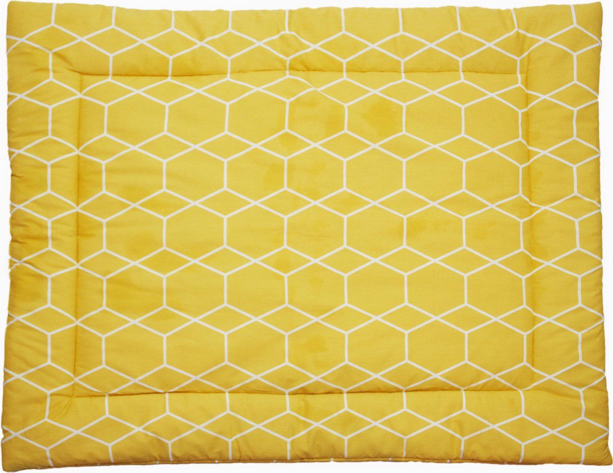 Boxkleed Briljant Baby Grid 80x100 Okergeel