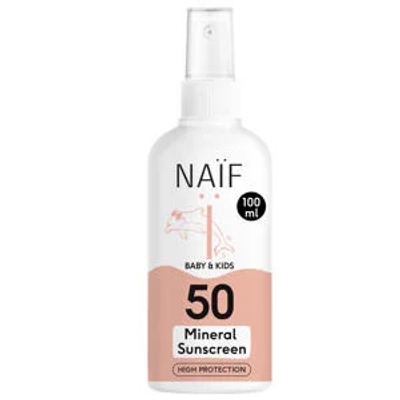 Naïf Minerale Zonnebrandspray 0% parfum SPF50 voor Baby & Kids - 100 ml