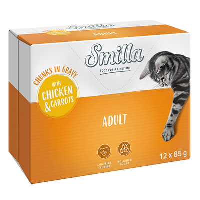 Smilla Adult Hapjes met Groenten 12 x 85 g - met Kip en Wortel - natvoer katten