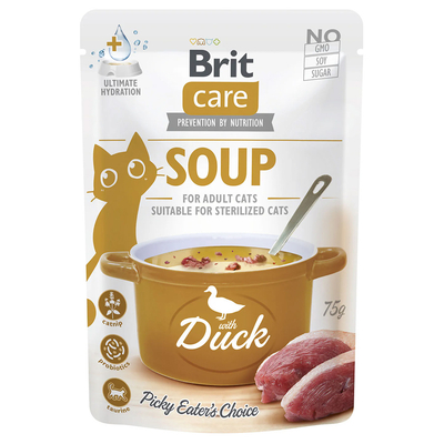 30x75g Brit Care soep voor katten eend hondenvoer nat - natvoer katten