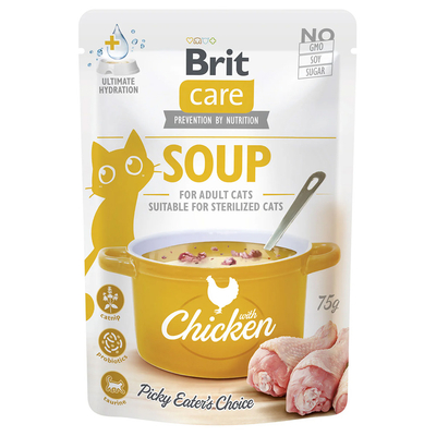 30x75g Brit Care soep voor katten kip hondenvoer nat - natvoer katten