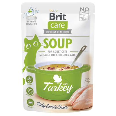 30x75g Brit Care soep voor katten kalkoen hondenvoer nat - natvoer katten