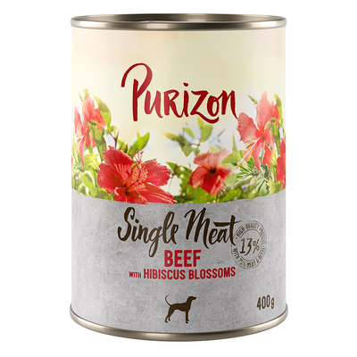 Purizon Single Meat 12 x 400 g - Rund met hibiscusbloesem - natvoer honden