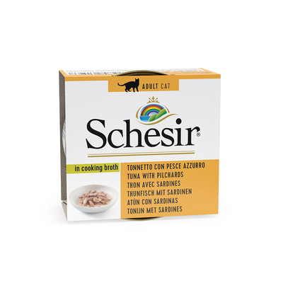 6x70g in bouillon Tonijn met sardines Schesir Kattenvoer Nat - natvoer katten