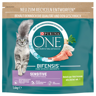 1.4kg Sensitive Purina ONE Kattenvoer - kattenbrokken