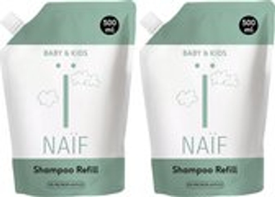Naïf - Verzorgende Shampoo Voordeelset ? Navulverpakking - Baby's & Kinderen - met Natuurlijke Ingrediënten - 2x 500ml