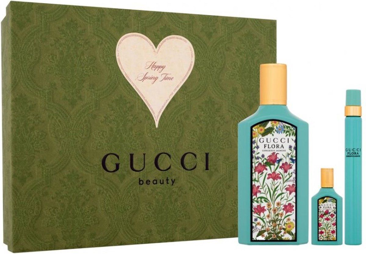 Gucci Ladies Flora Gorgeous Jasmine Gift Set Fragrances Eau de Parfum 100ml+10ml Eau de Parfum+5ml Spray