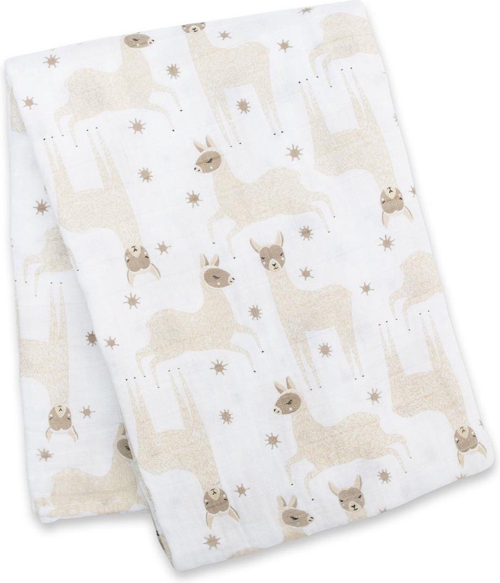 Lulujo - hydrofiele doek - swaddle - katoen - 120x120 cm - Modern Llama