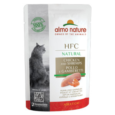 Almo Nature HFC Natural kip met garnalen natvoer kat (55 g) 12 x 55 g- natvoer katten