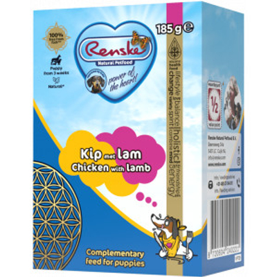 Renske Puppy kip met lam vers bereid nat hondenvoer 12 x 185 g - natvoer honden - hondenbrokken - natvoer honden