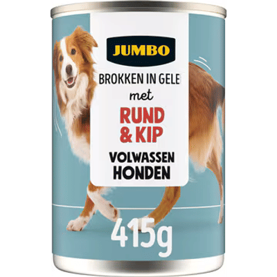 Jumbo Brokken in Gelei met Rund & Kip 415g - natvoer honden